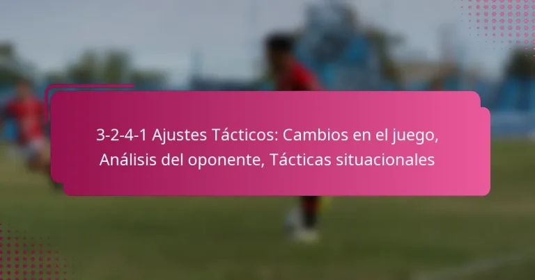 3-2-4-1 Ajustes Tácticos: Cambios en el juego, Análisis del oponente, Tácticas situacionales
