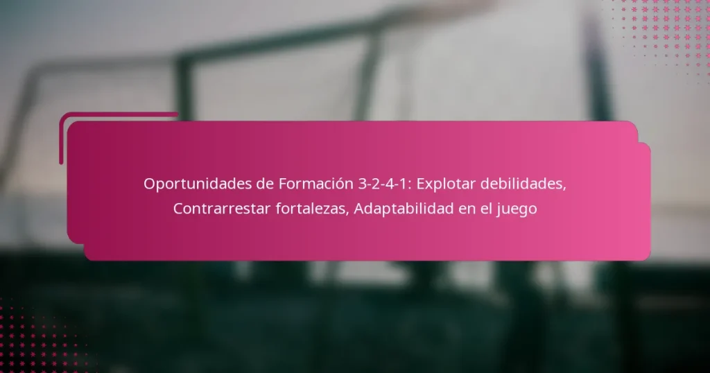 Oportunidades de Formación 3-2-4-1: Explotar debilidades, Contrarrestar fortalezas, Adaptabilidad en el juego